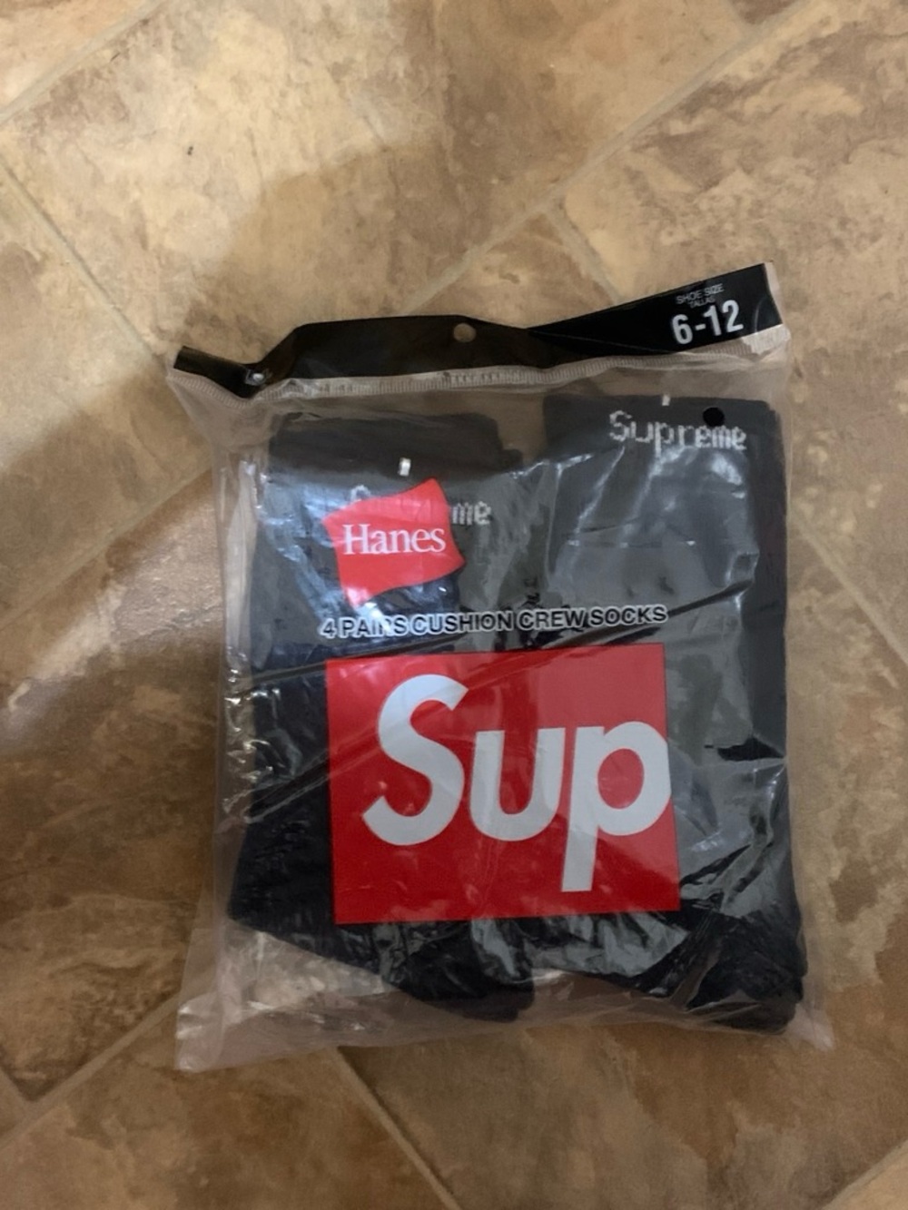 Supreme Black Crew Cushion Socks - 4 Pack